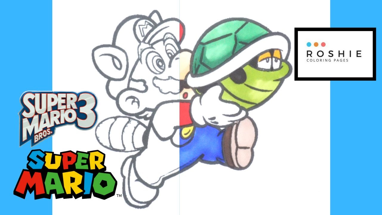 Coloring super mario with koopa troopa roshie coloring pages