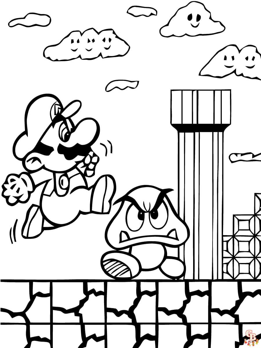 Free mario coloring pages printable for kids and adults