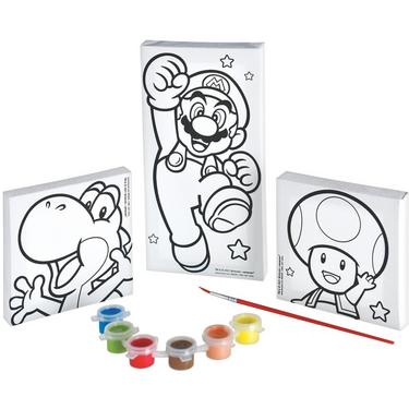 Super mario color your own canvas kit pc party city