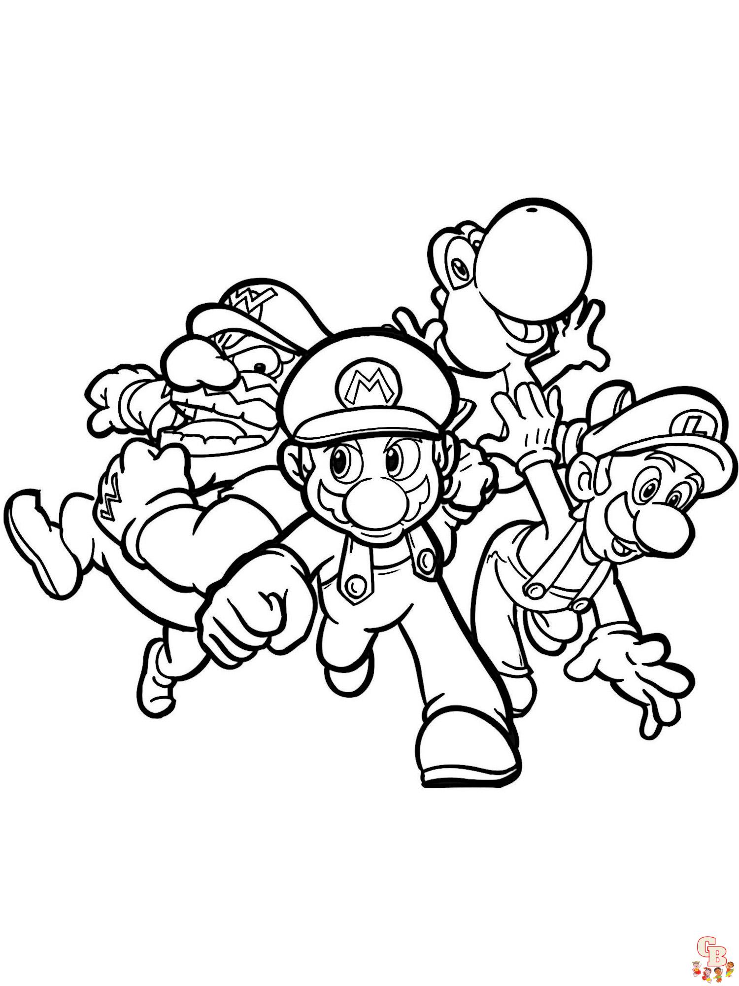 Free mario coloring pages printable for kids and adults