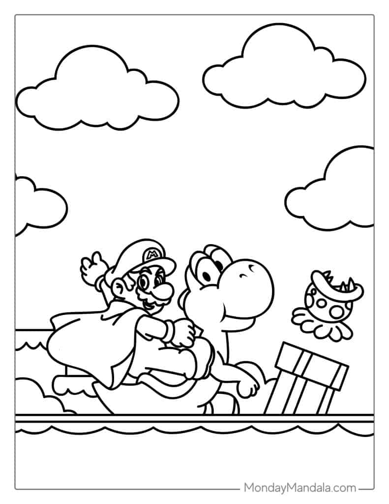 Mario coloring pages free pdf printables