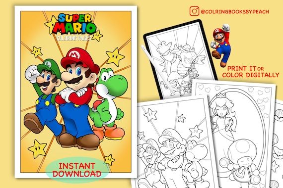 Super mario bros printable coloring book drawings to color for kids digital coloring pages activity book pages