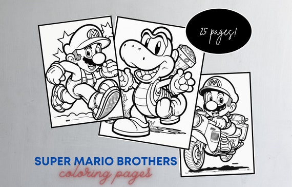 Super mario brothers coloring pages instant download