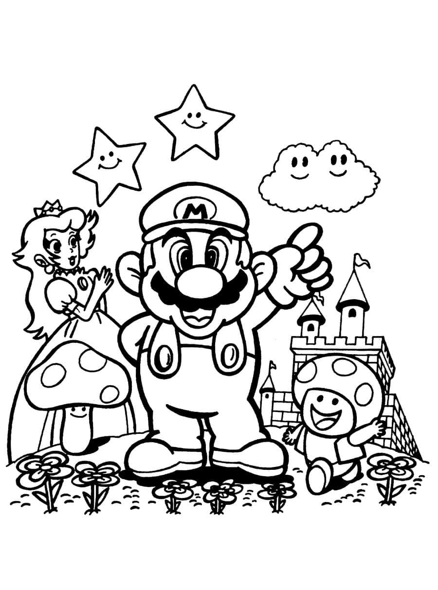 Mario saves the day coloring page