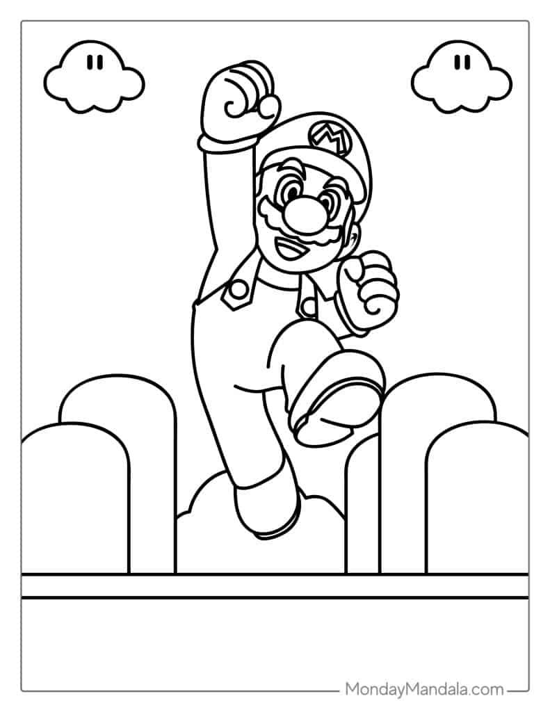 Mario coloring pages free pdf printables