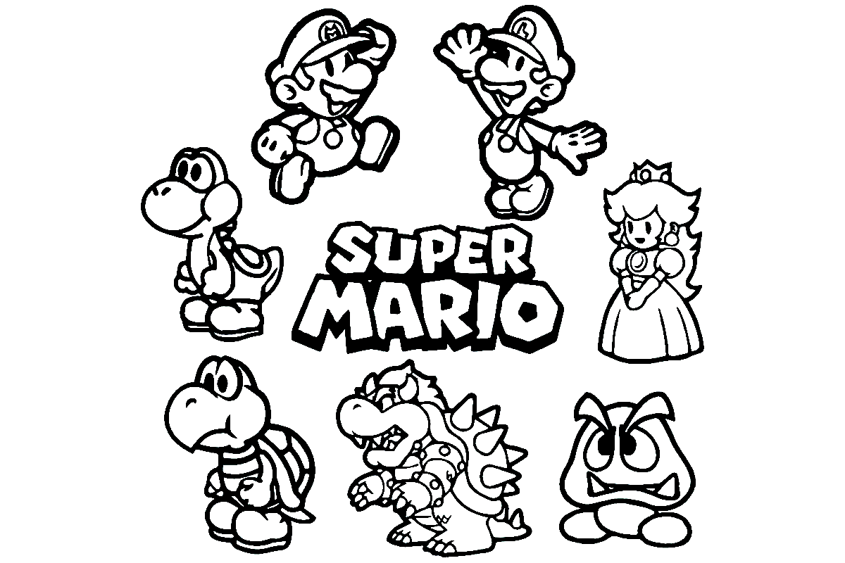 Super mario coloring mario brothers print color craft