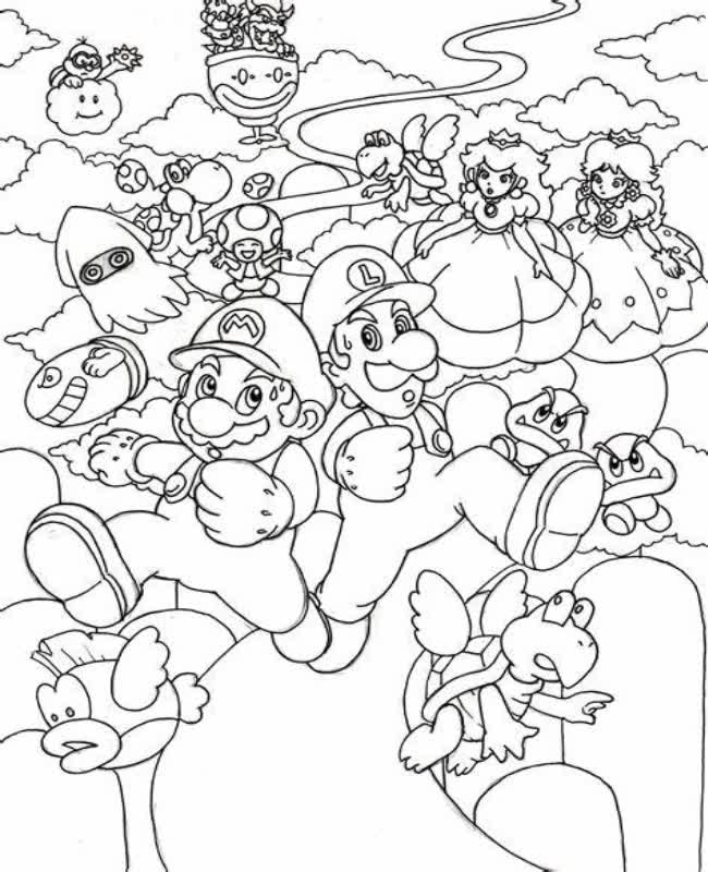 The super mario coloring page free and online coloring printable