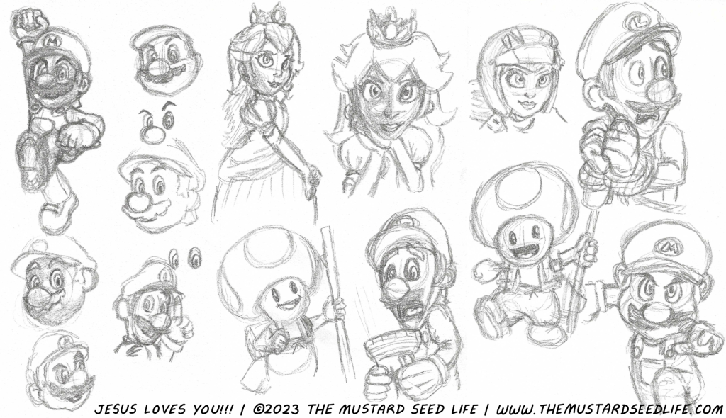 The super mario bros movie sketch studies the mustard seed life