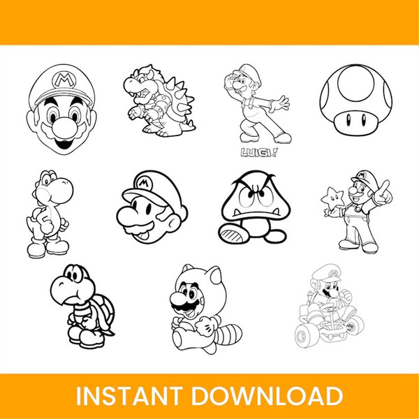 Super mario svg super mario mario svg super mario outline