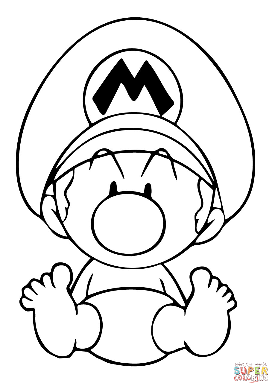 Baby mario coloring page free printable coloring pages