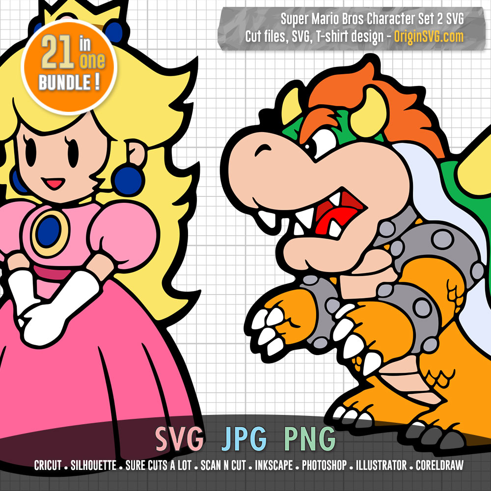 Super mario characters set svg