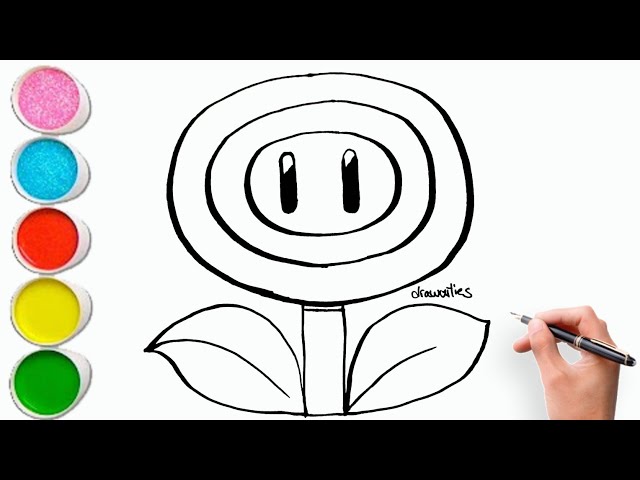 How to draw fire flower fro super ario drawing for kids