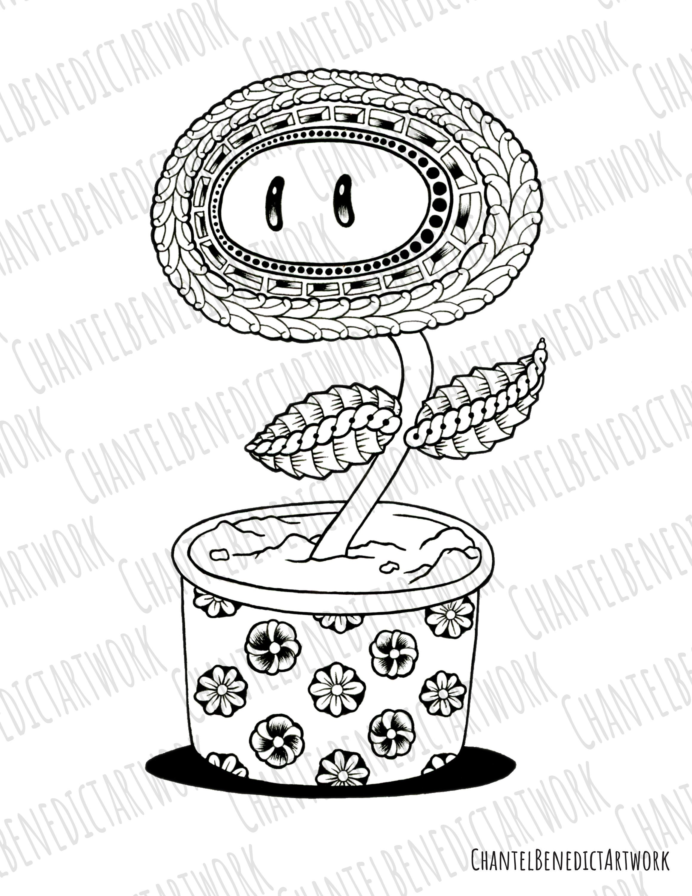 Mario fire flower coloring page download now