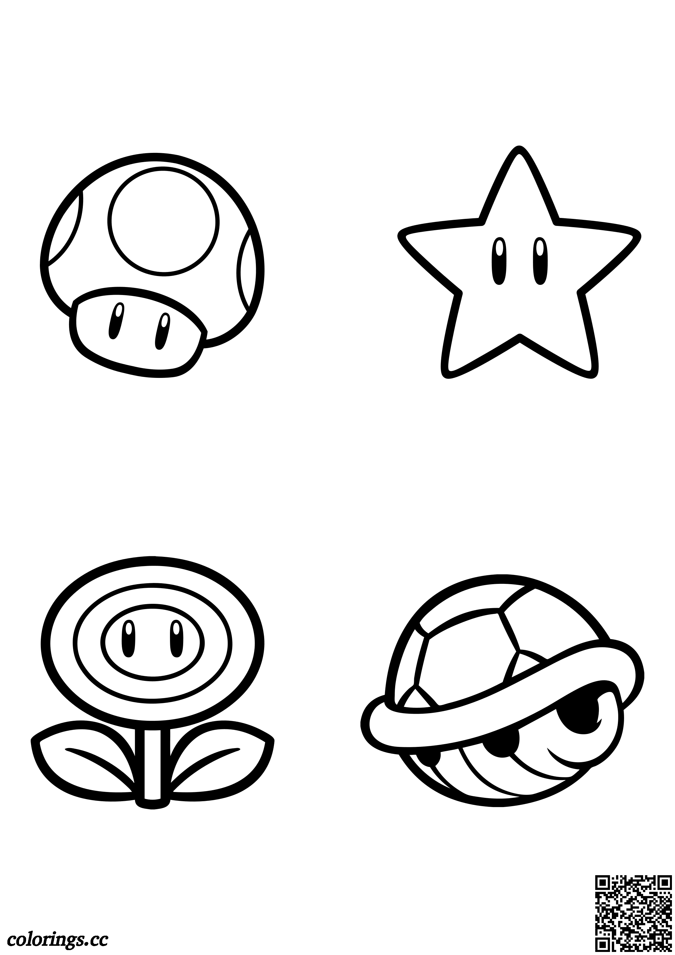 Mushroom star fire flower and koopa coloring pages super mario coloring pages