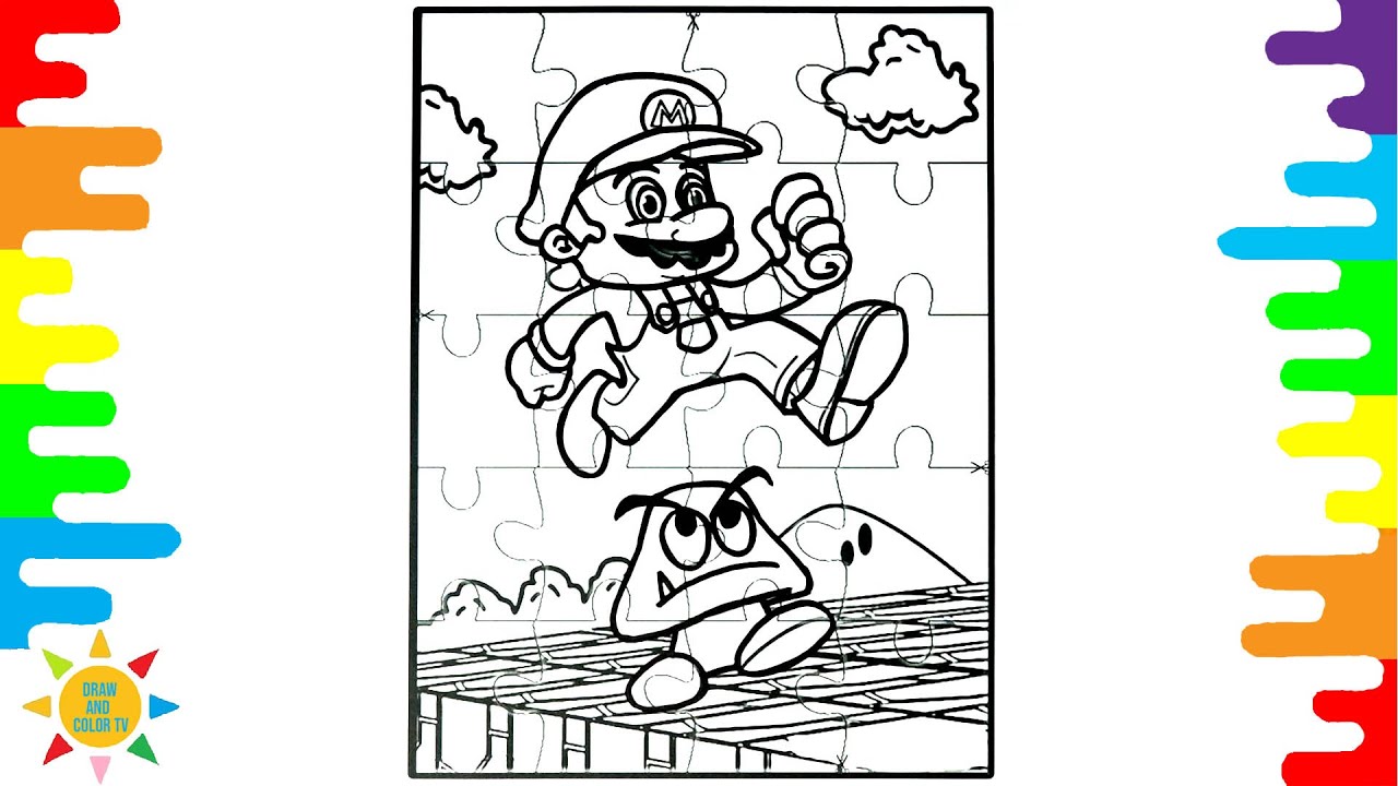 Super mario coloring pagesuper mario in puzzledisfigure