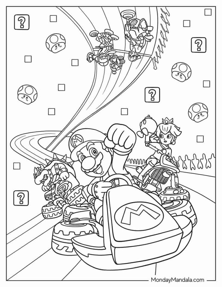 Mario kart coloring pages free pdf printables super mario coloring pages mario coloring pages coloring pages