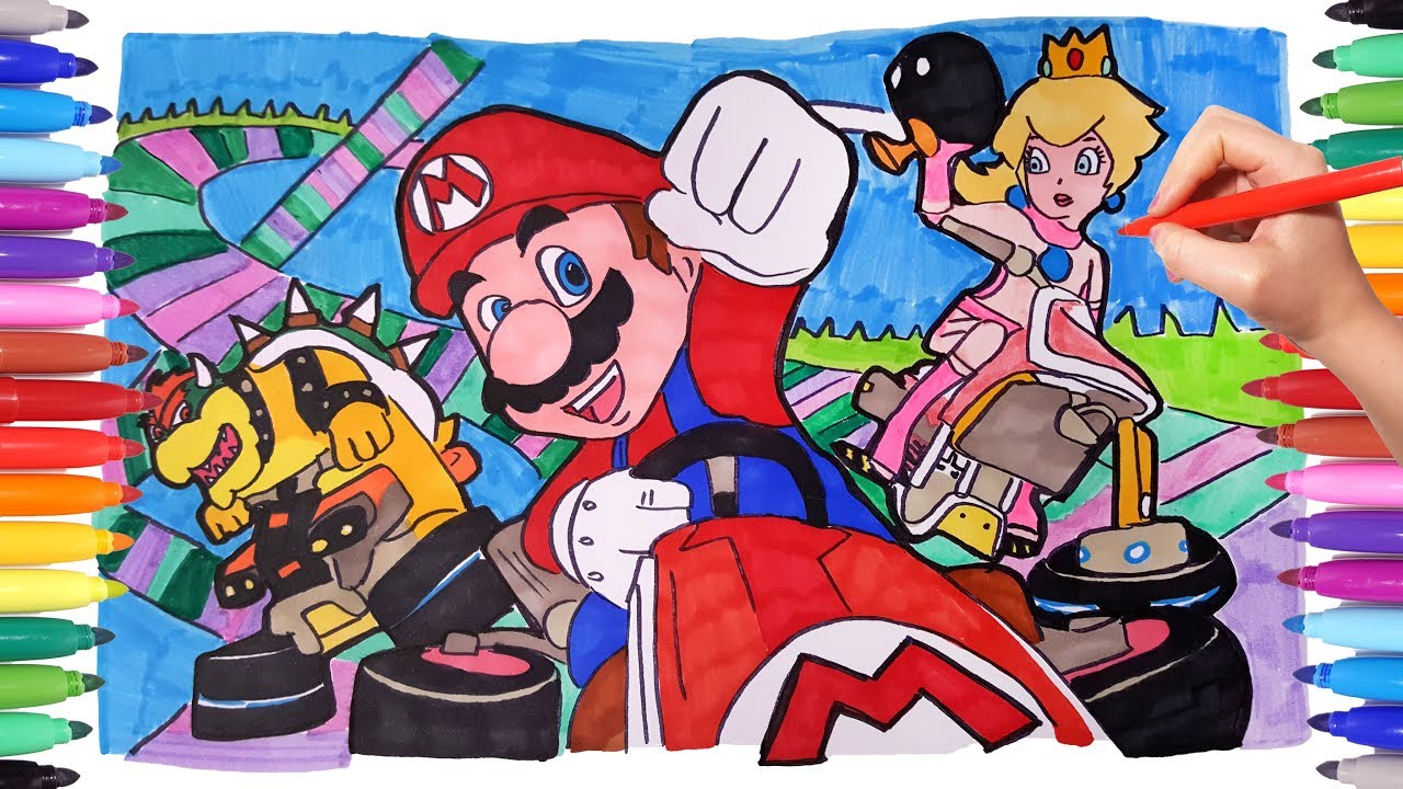 Super ario coloring pages drawing and coloring super ario princess peach kids coloring book