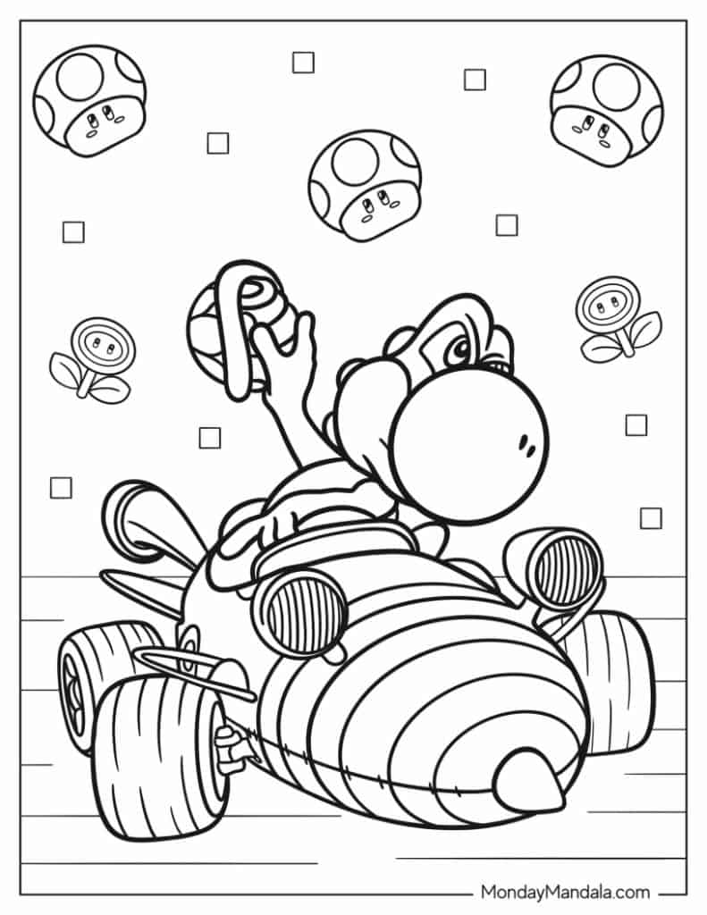 Mario kart coloring pages free pdf printables