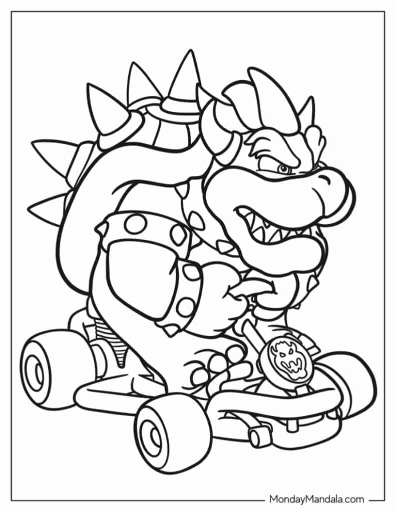 Mario kart coloring pages free pdf printables