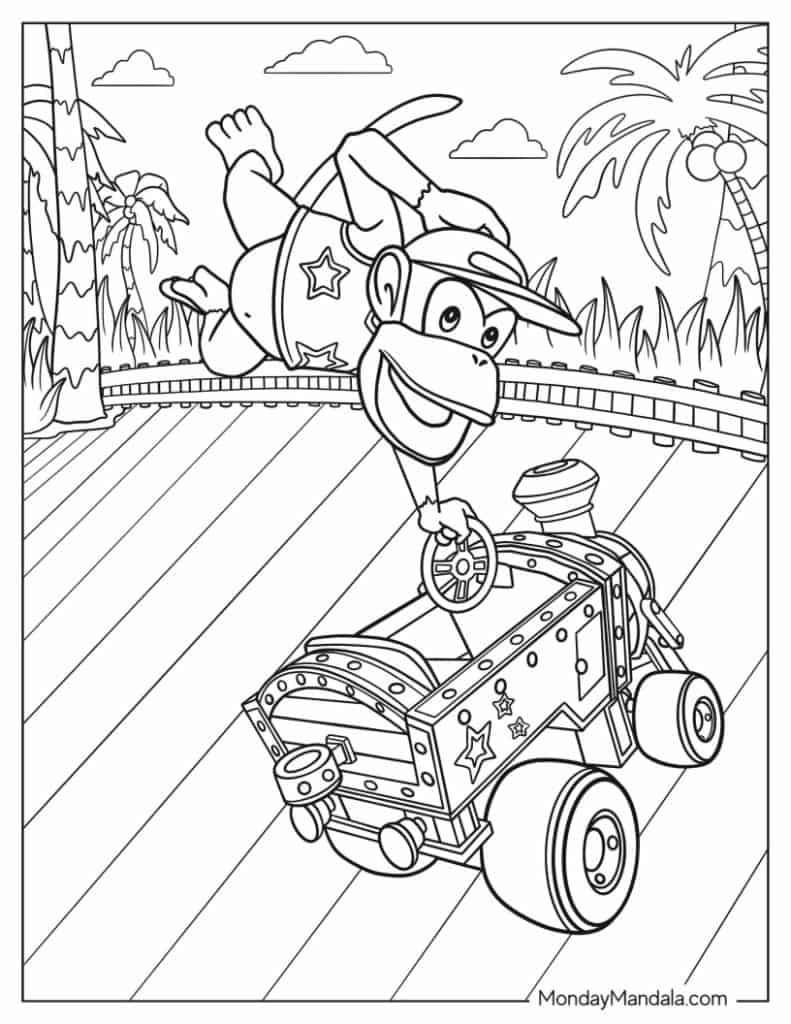 Mario kart coloring pages free pdf printables