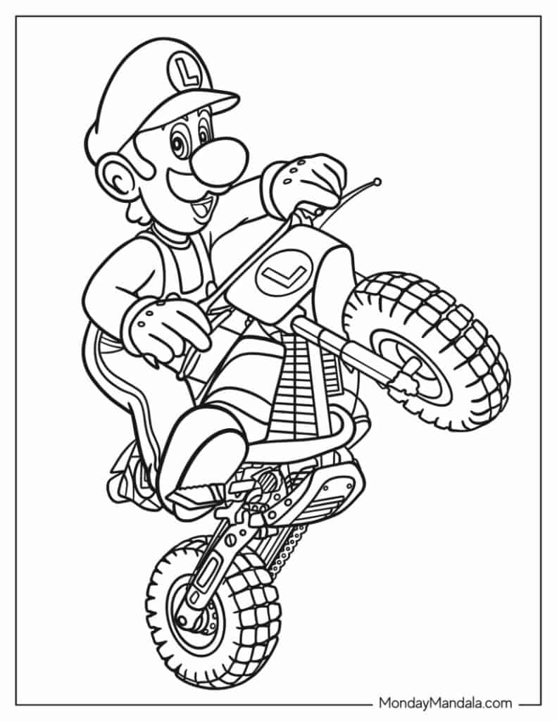 Mario kart coloring pages free pdf printables