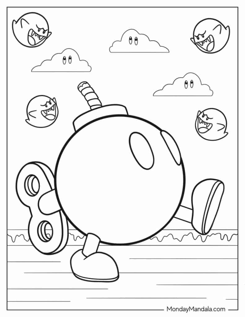 Mario kart coloring pages free pdf printables