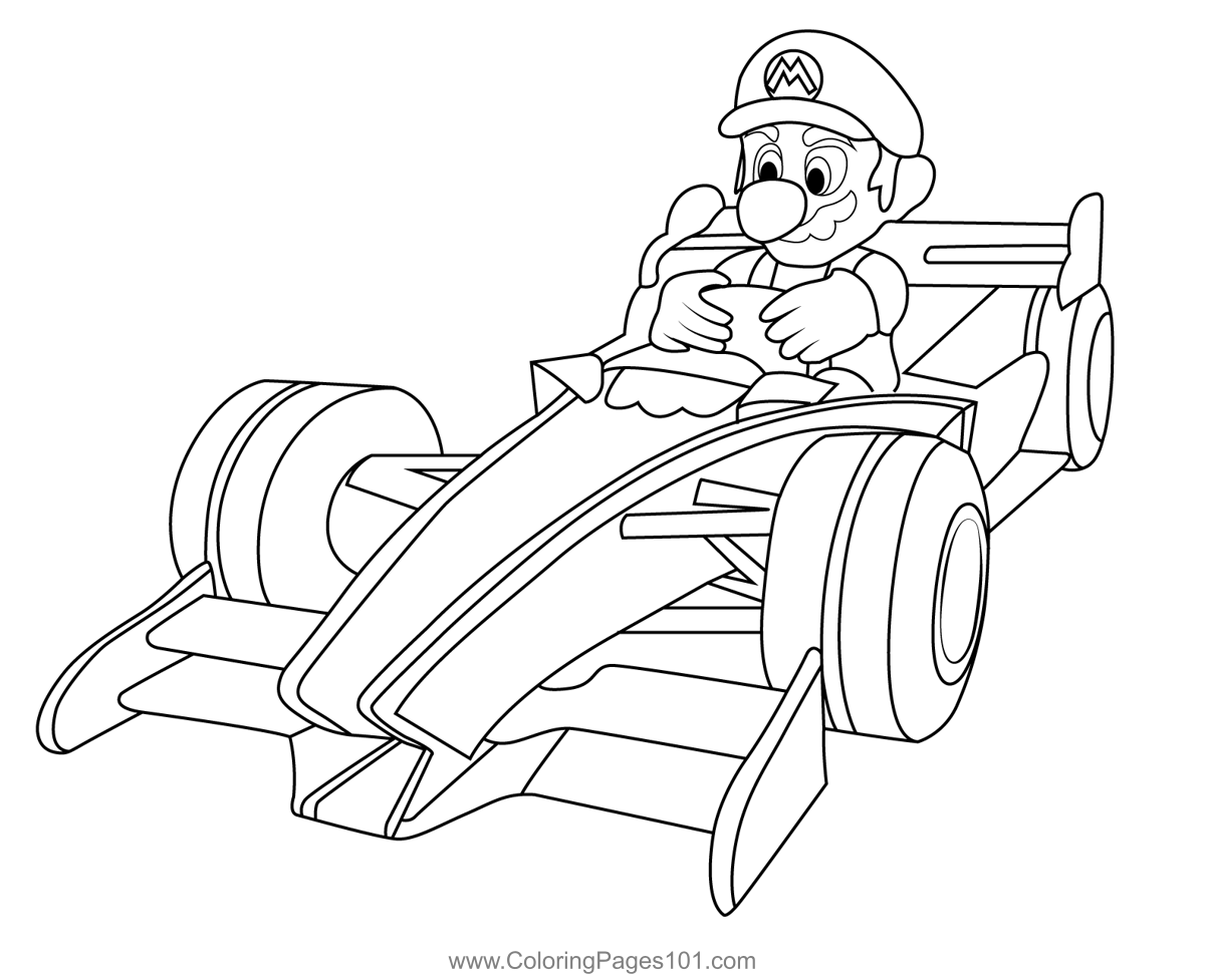 Lightning champ mario kart coloring page for kids