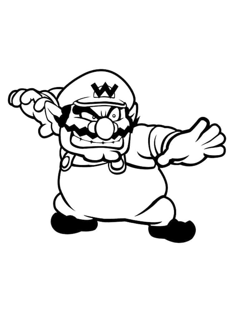 Wario from mario kart coloring page