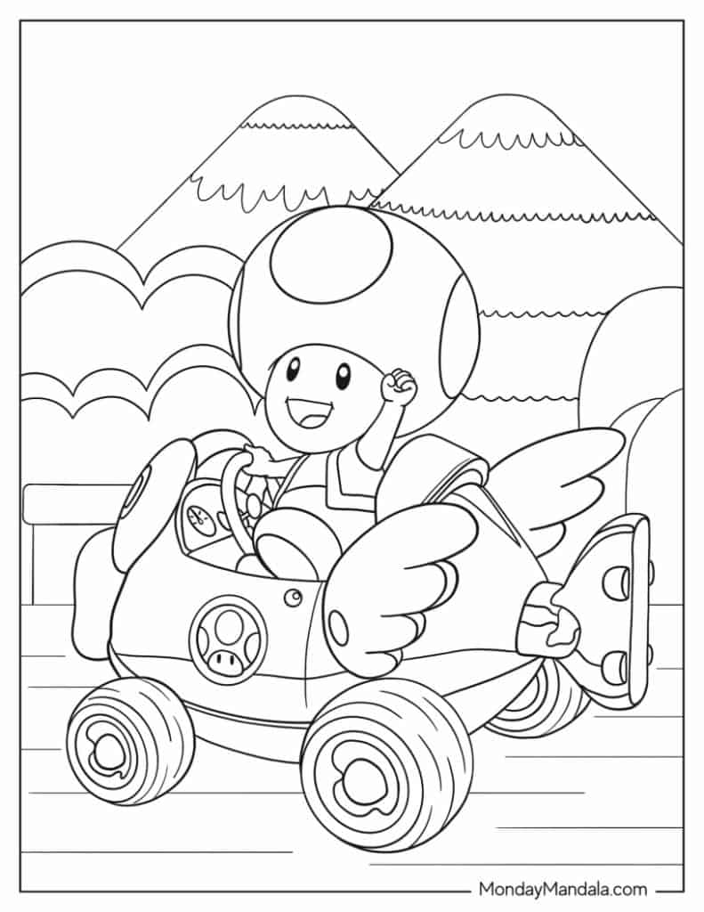 Mario kart coloring pages free pdf printables