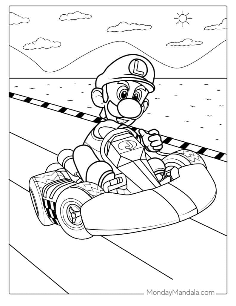 Cute luigi coloring pages free pdf printables