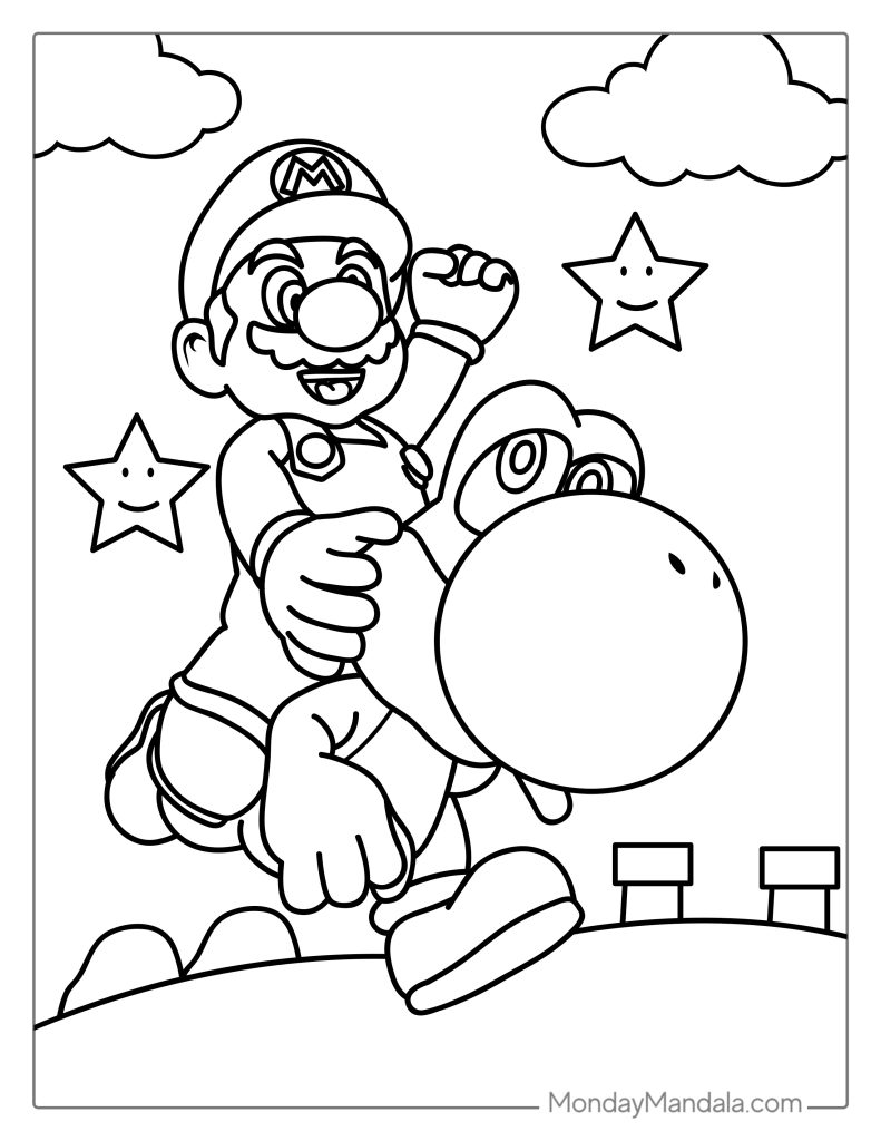 Mario coloring pages free pdf printables