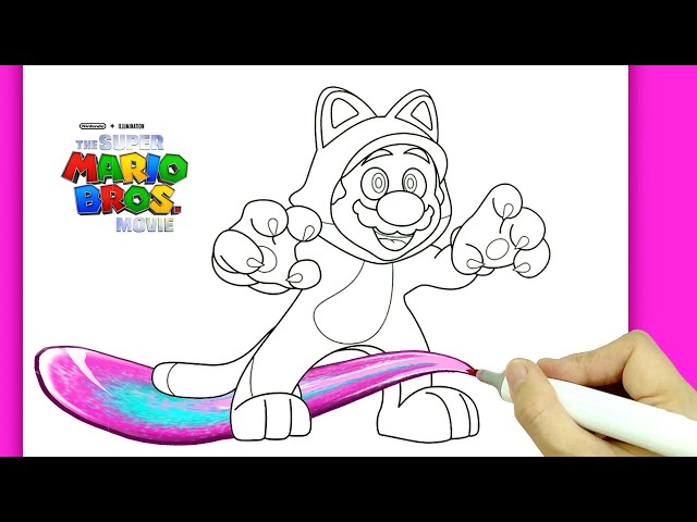 The super mario bros movie cat version power up kids coloring pages book