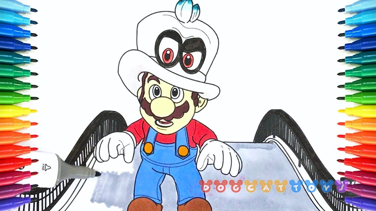 How to draw mario odyssey mario and cappy drawing coloring pages for kids