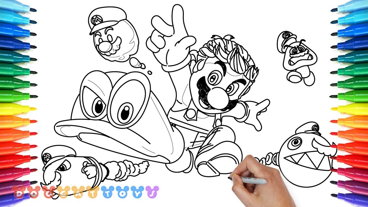 How to draw mario odyssey drawing coloring pages for kids