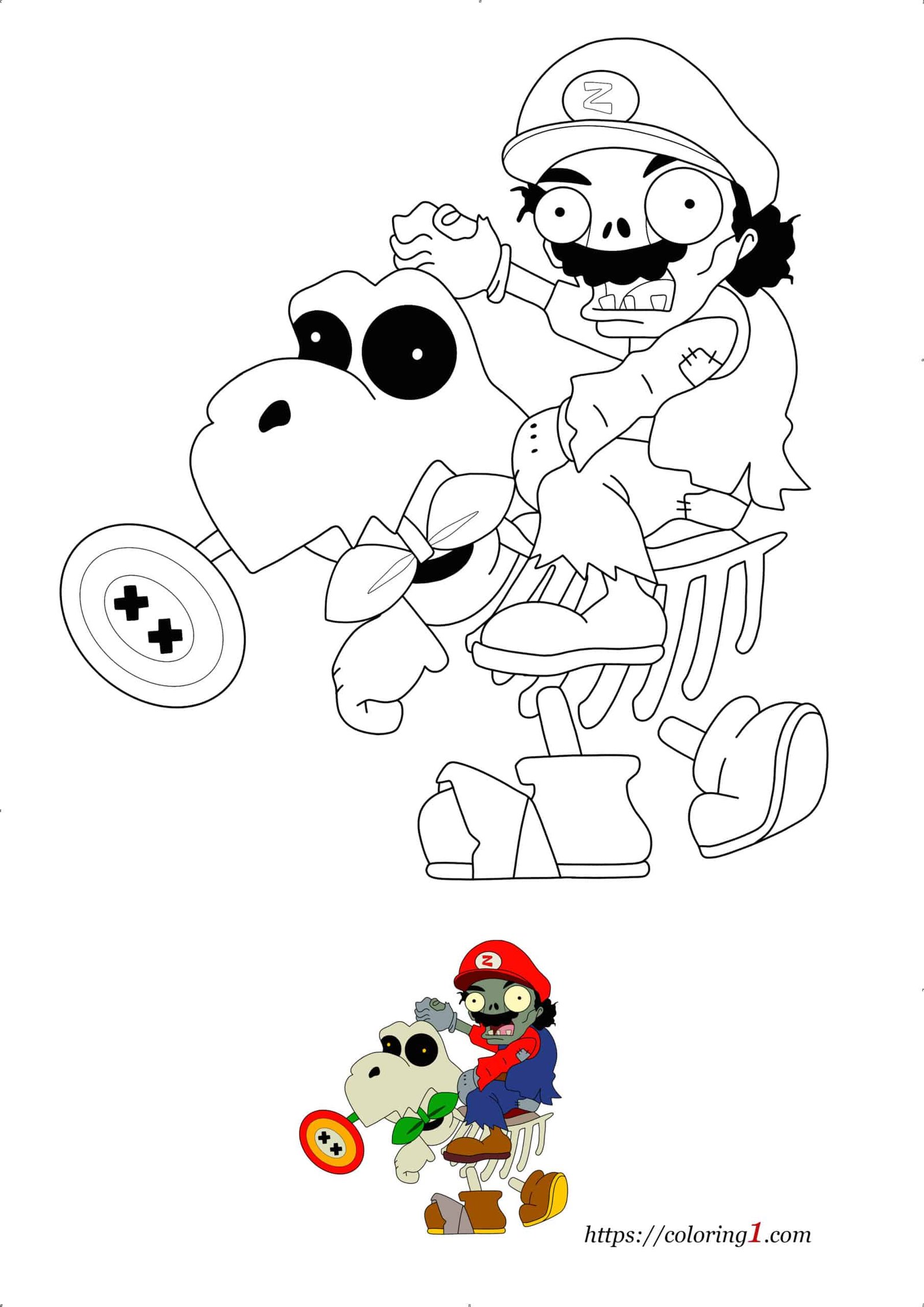 Mario zombie coloring pages