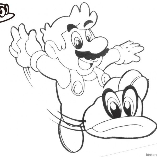 Super mario odyssey coloring pages grand moon