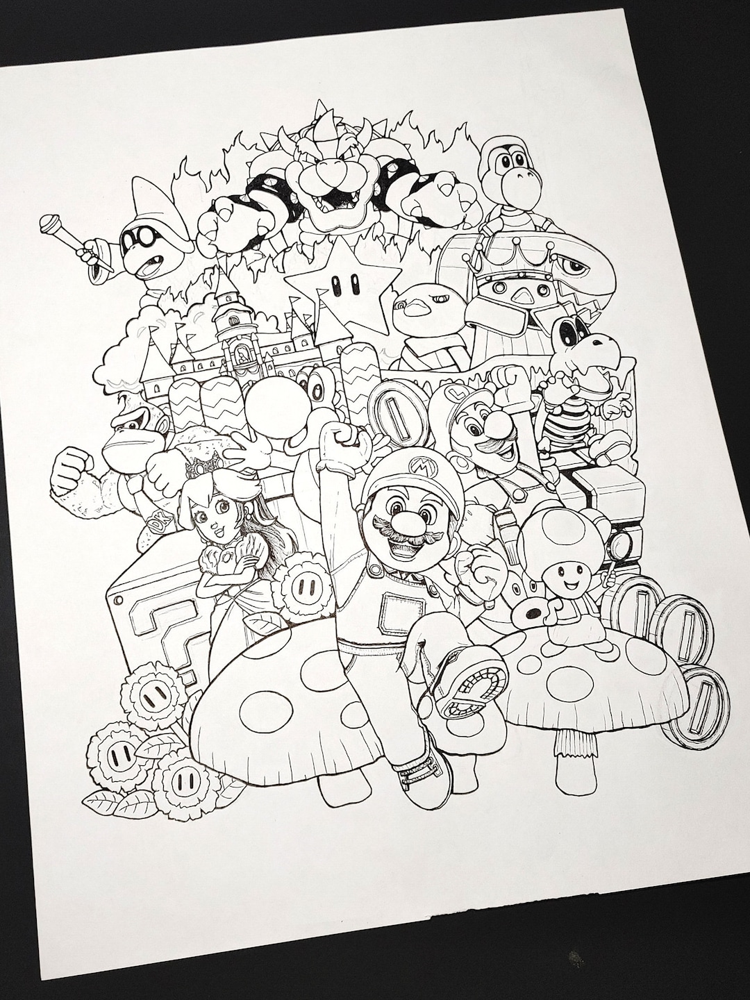 Super mario bros movie coloring page doodle art