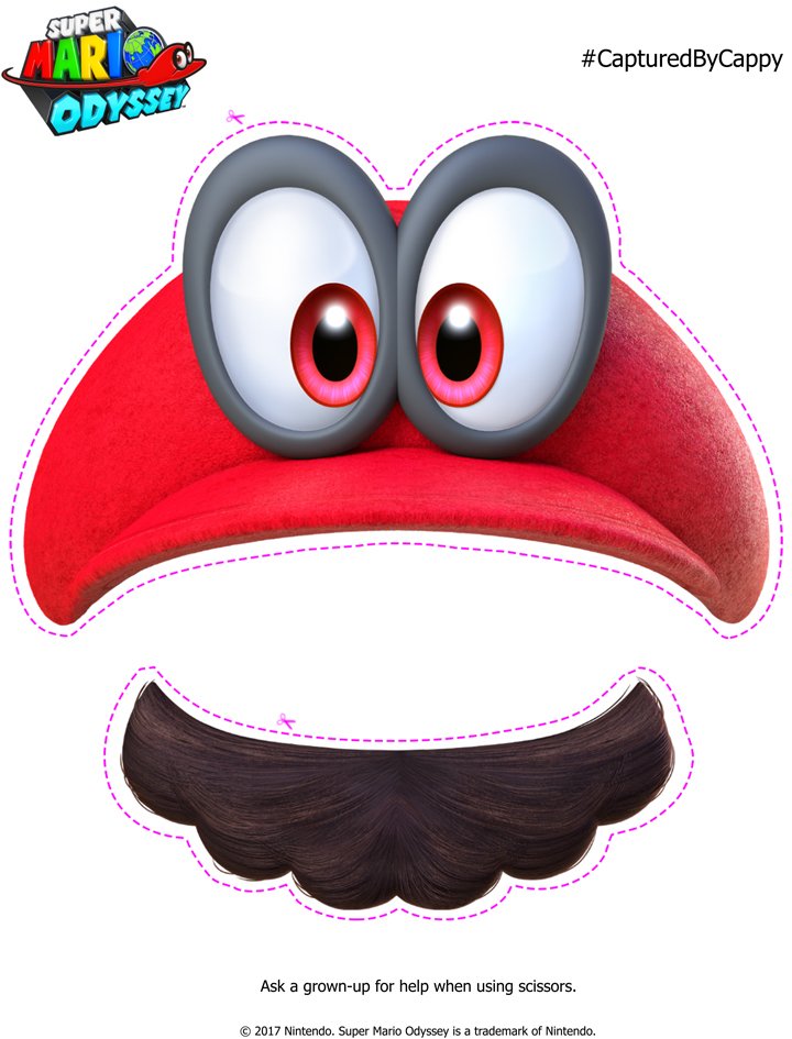 Printable cappy mustache super mario odyssey