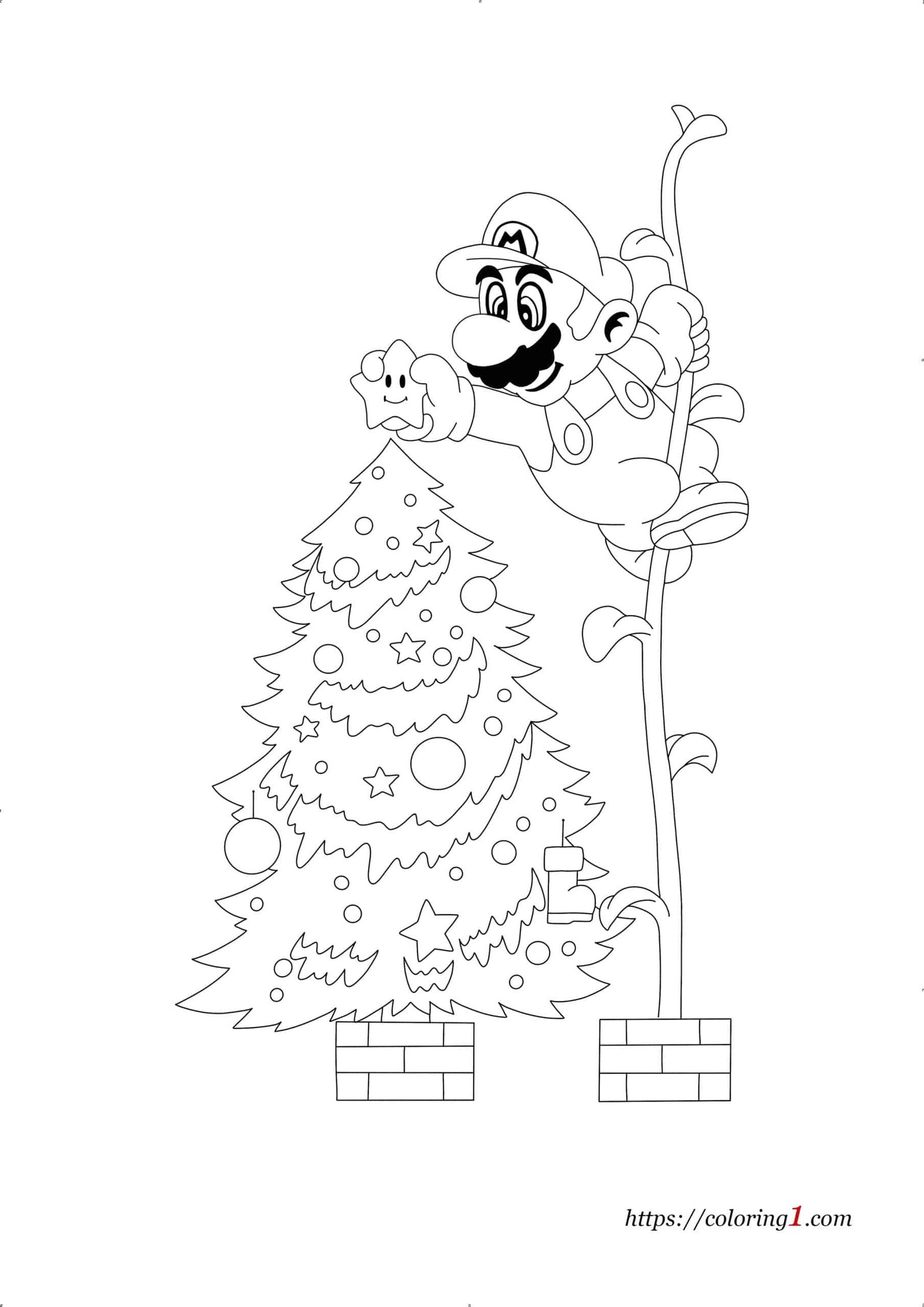 Mario christmas coloring pages