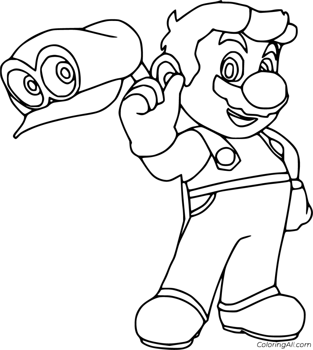 Super mario odyssey coloring pages hat â