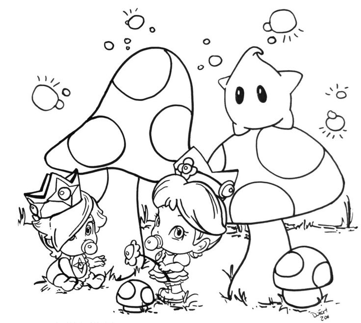 Daisy and rosalina by jadedragonne on deviantart detailed coloring pages coloring pages mario coloring pages