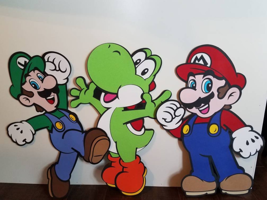 Feet mario bros die cuts mario luigi yoshi standee wall decoration super mario standee mario and luigi photo prop