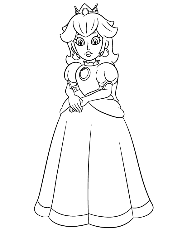 Mario princess peach coloring page