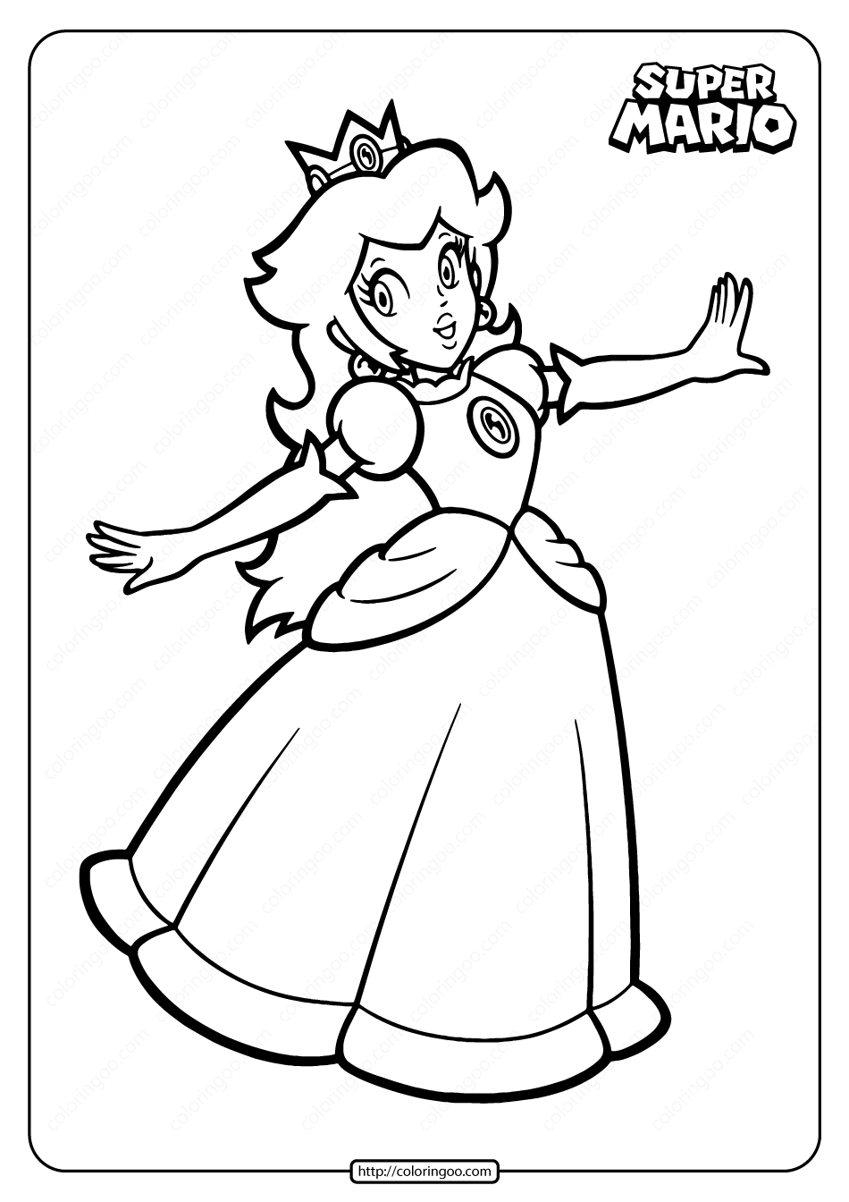 Free printable super princess peach coloring page