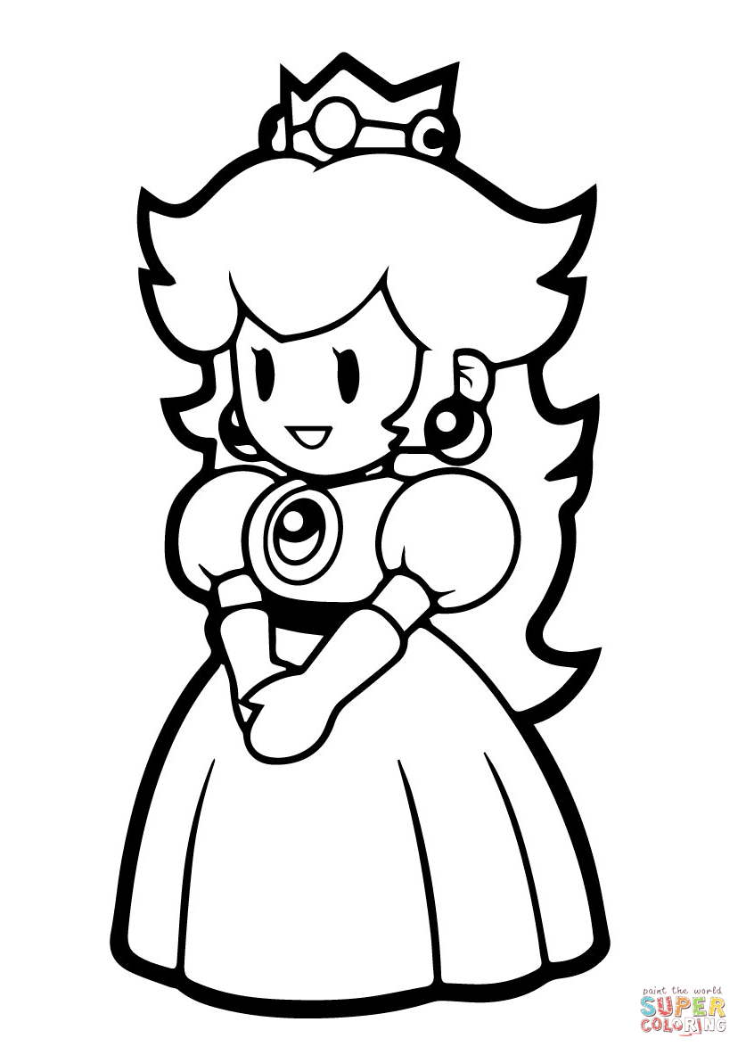 Paper princess peach coloring page free printable coloring pages