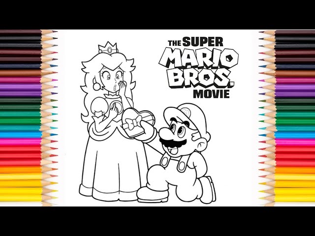 Coloring super ario and princess peach coloring ario and peaches how to color ario and peach