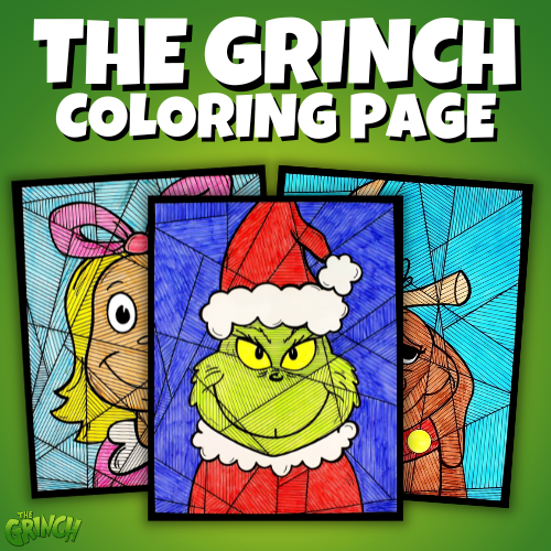 Pop art the grinch cooring page christmas made by teachers