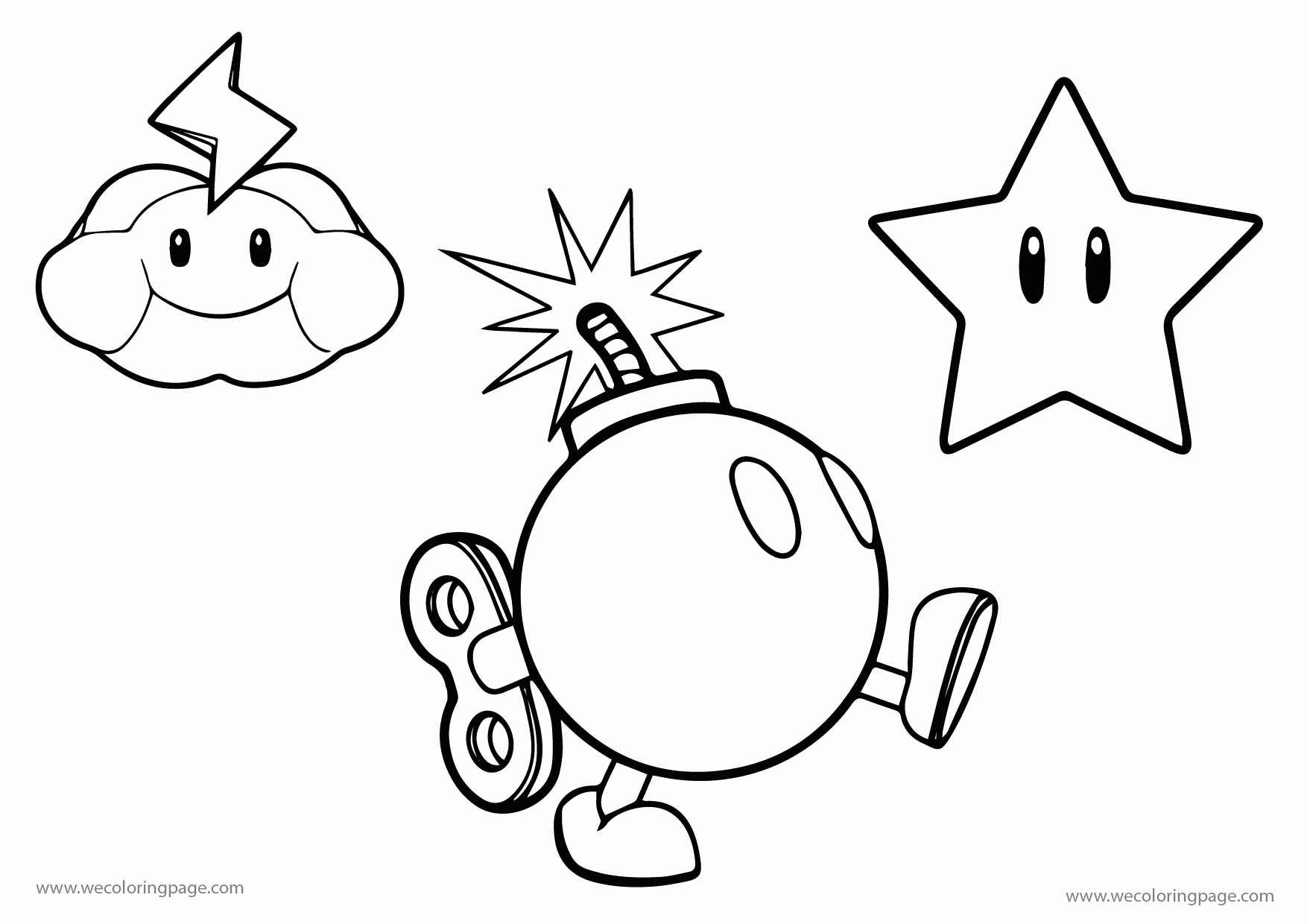 Mario star coloring page