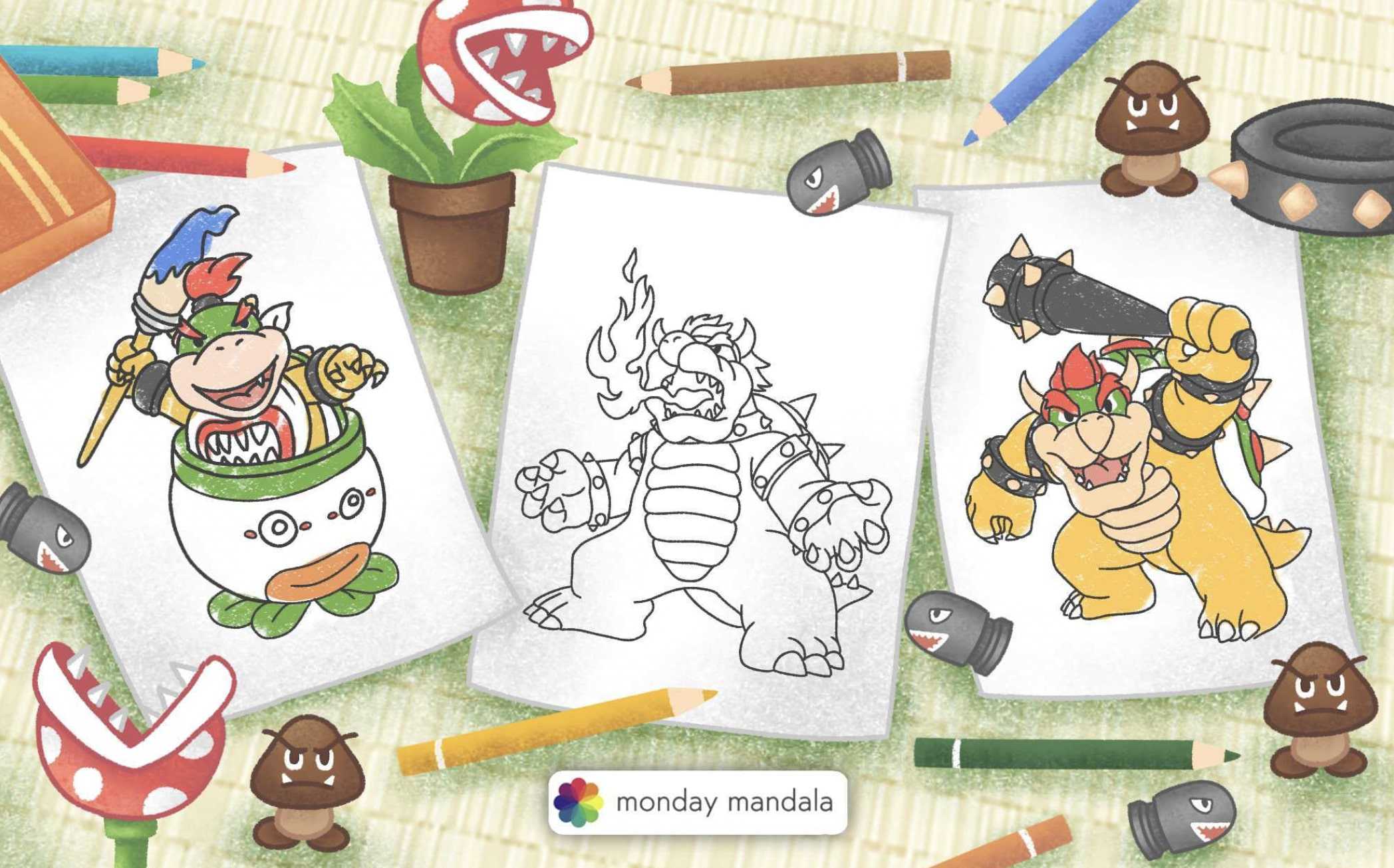 Bowser coloring pages free pdf printables