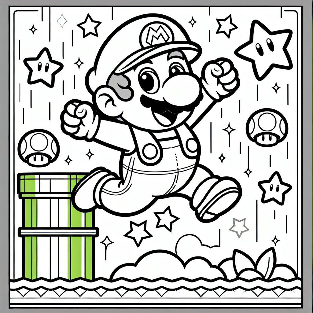 Super mario coloring pages â custom paint by numbers